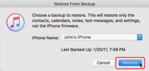 restore from itunes