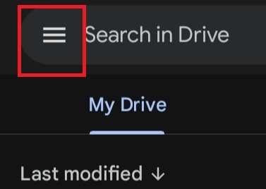 google drive menu icon