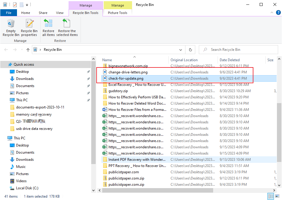 restore deleted pictures from recycle bin