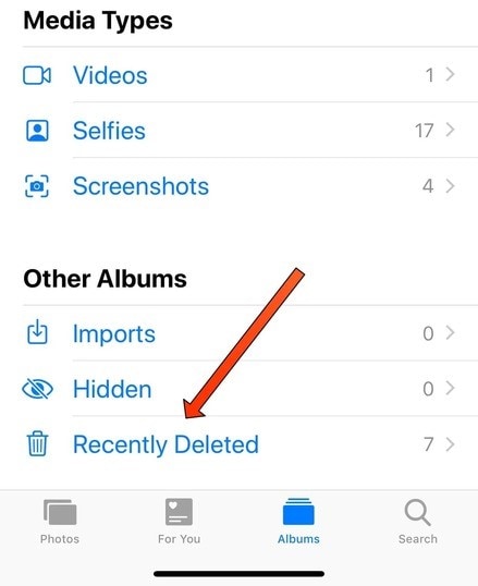 iphone recently deleted folder