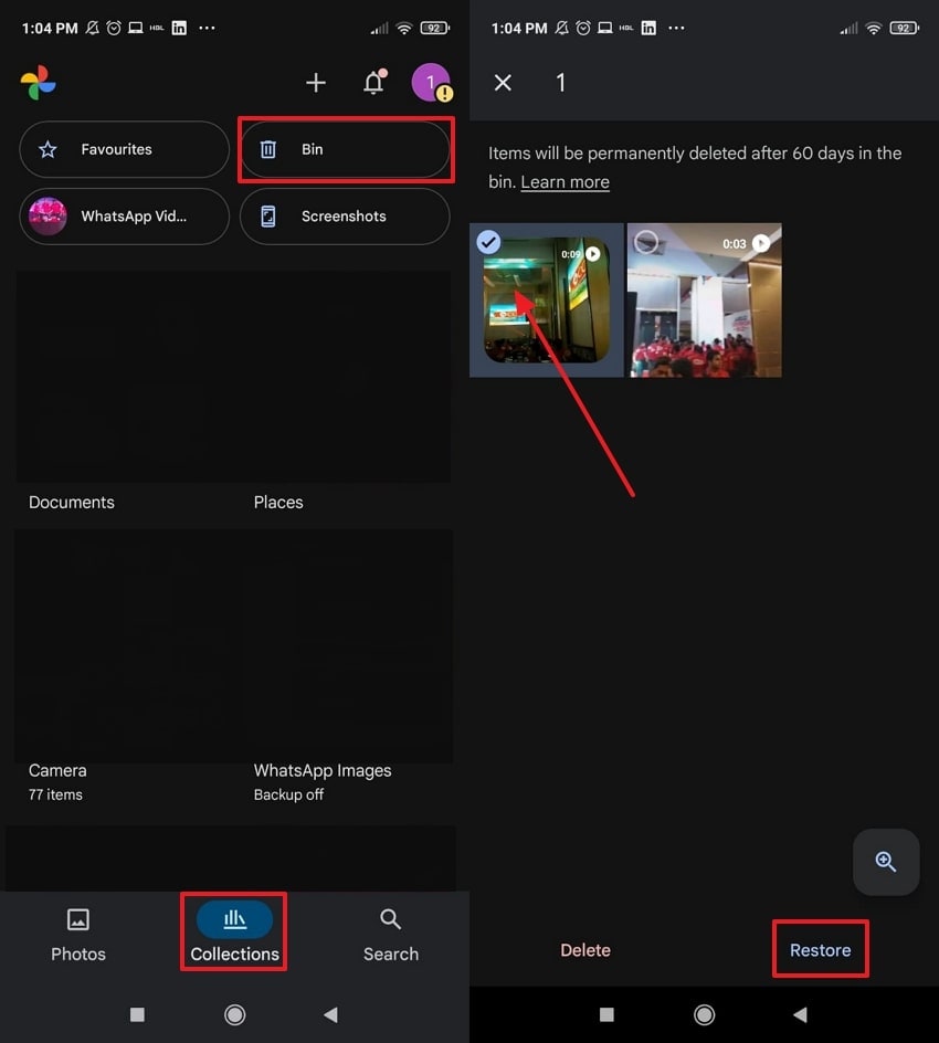 retrieve videos from google photos