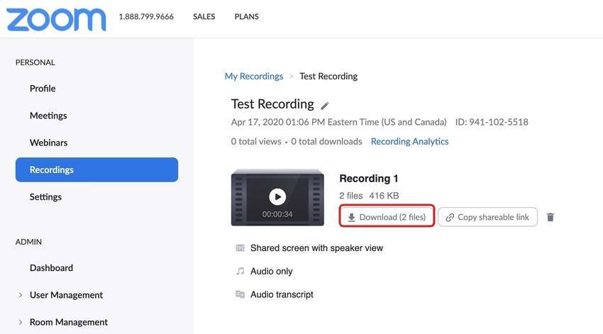 download a zoom cloud recording