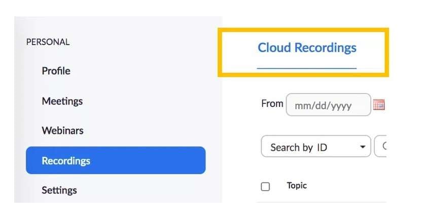 personal cloud recordings in zoom