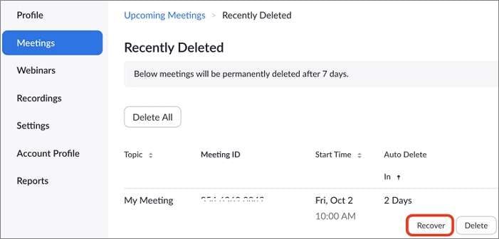 recover recently deleted zoom meetings