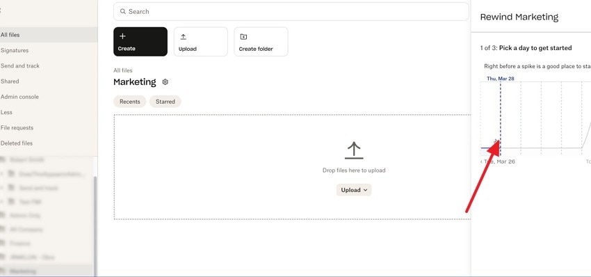 select file version to restore