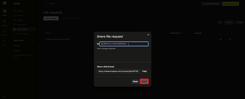 share invitation via link