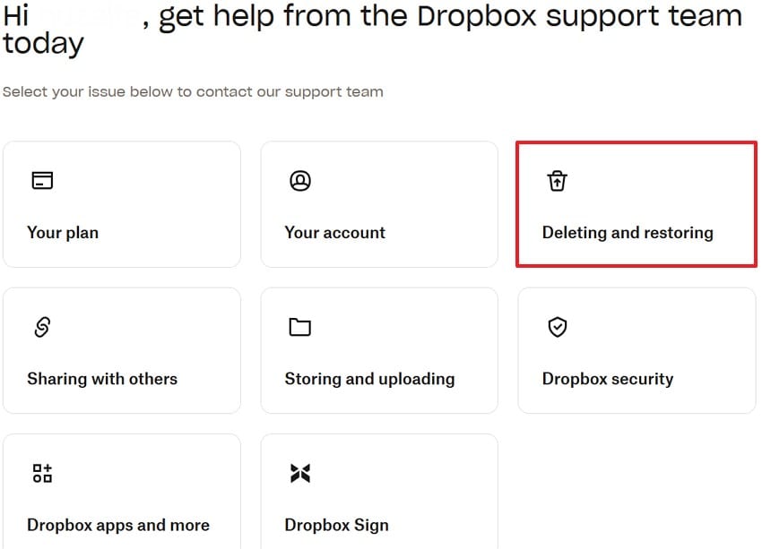 select deleting and restoring from support page
