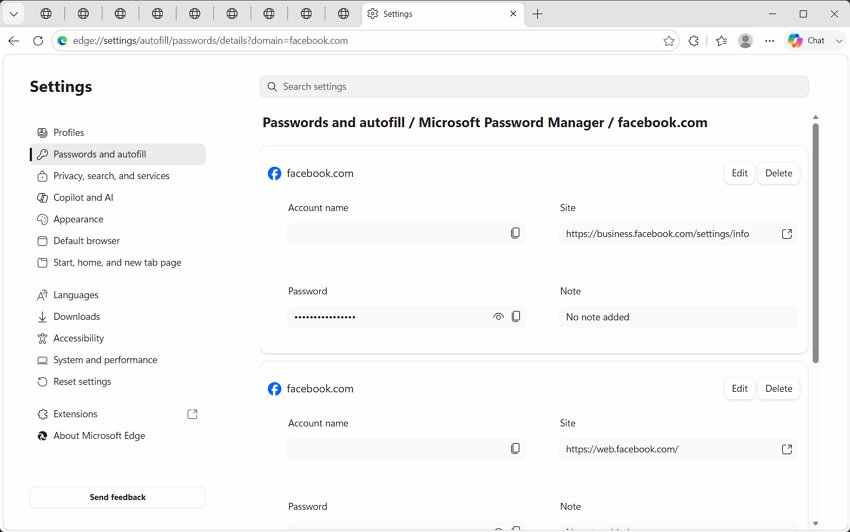 check edge password manager