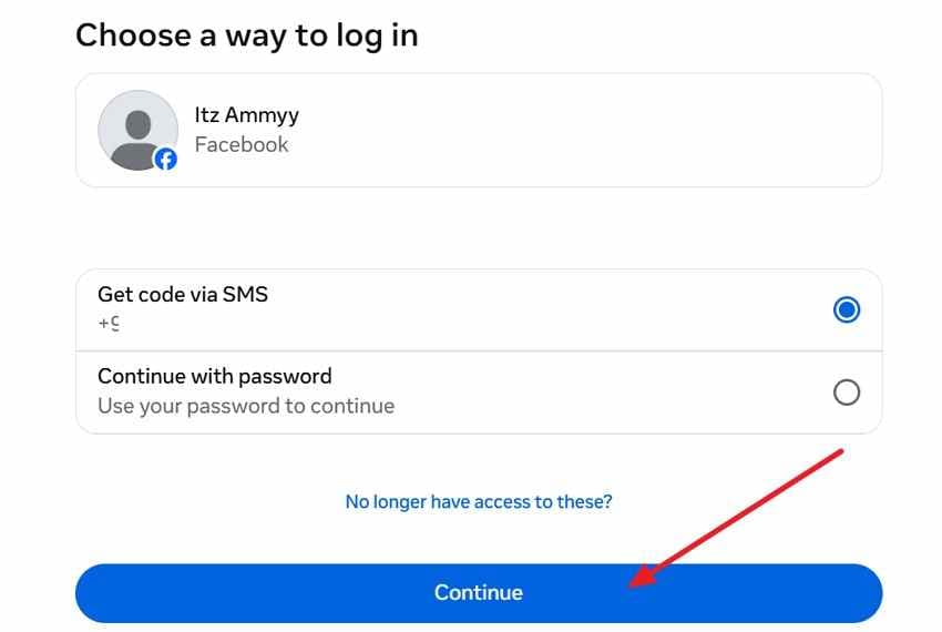 choose facebook code method