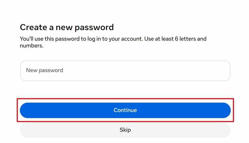 create new facebook password