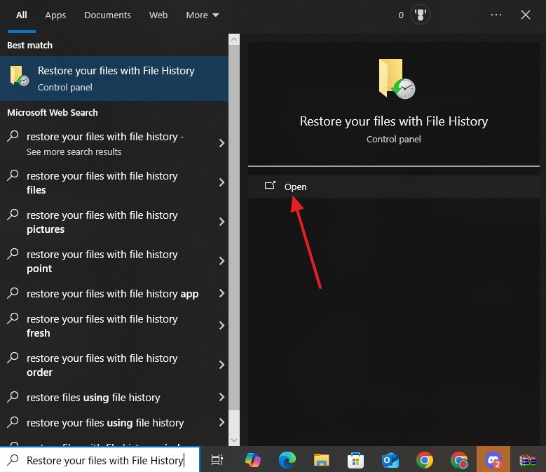 restore files with file history
