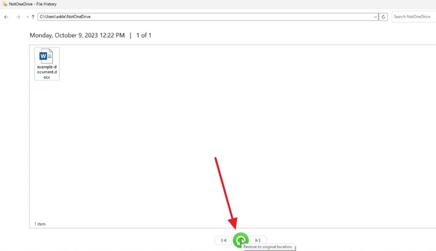 click restore to original location option