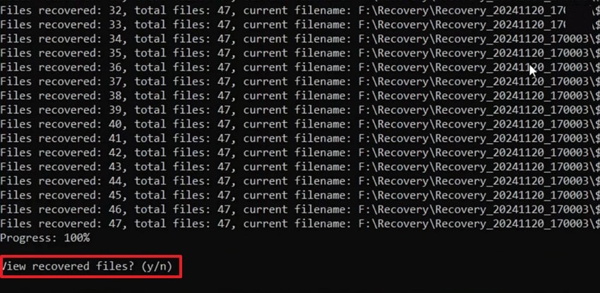 press key to preview recovered files