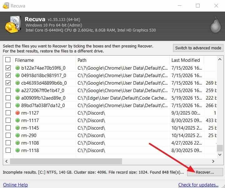 recover formatted drive files recuva