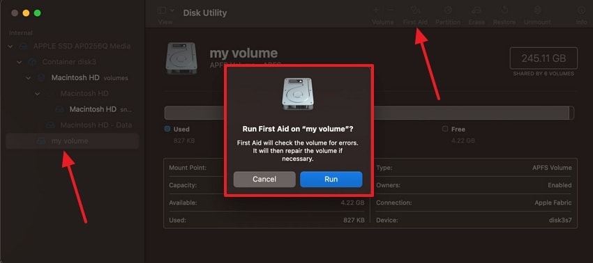 run first aid disk utility