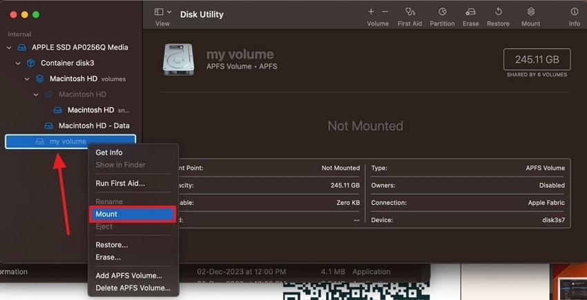 mount hard disk again