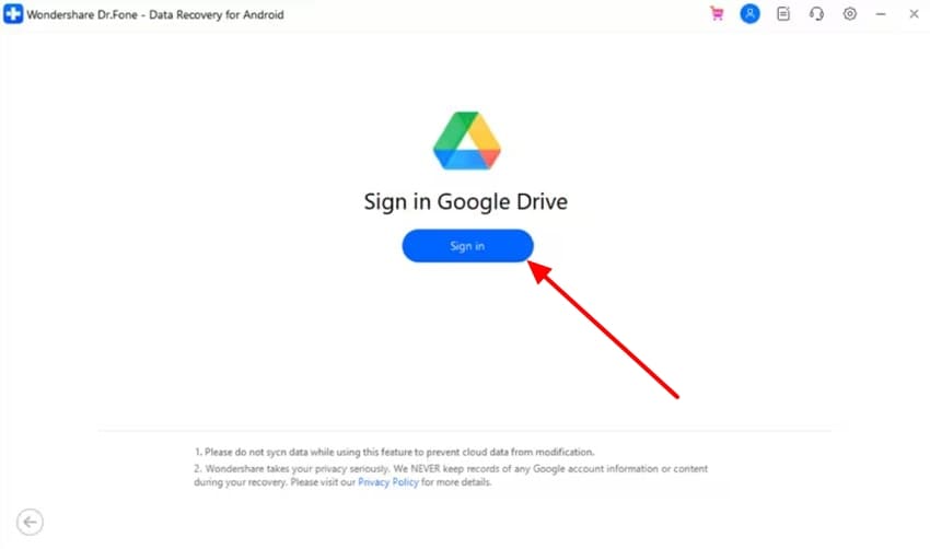 sign in recover google drive data