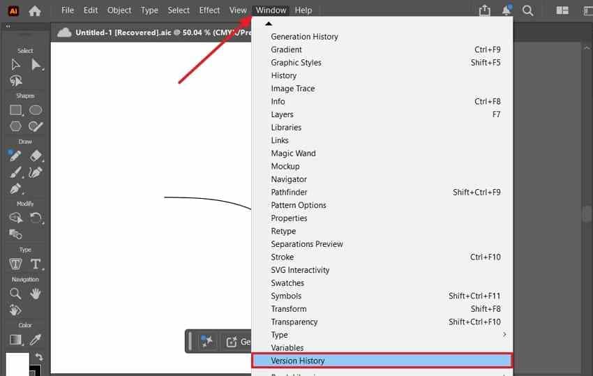 open illustrator cloud version history