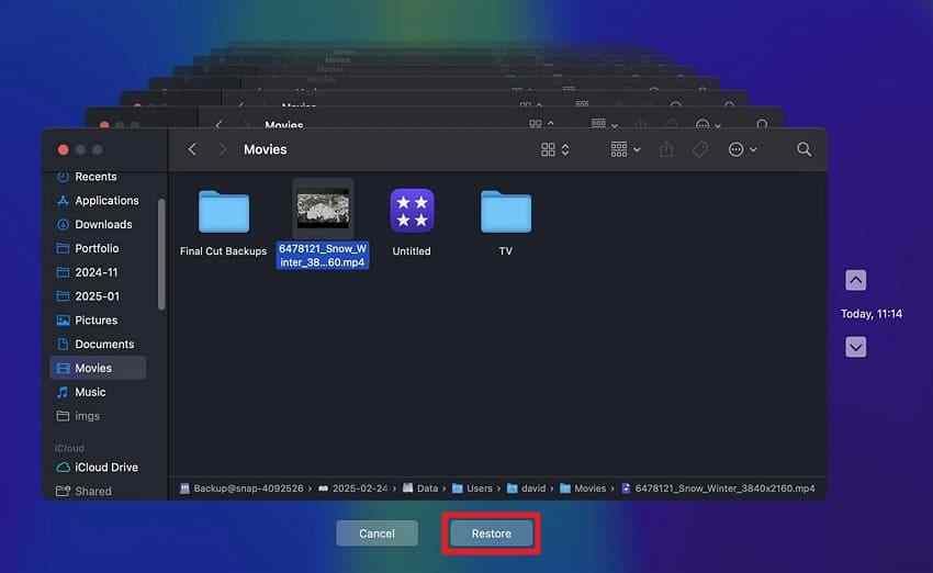 restore illustrator time machine file