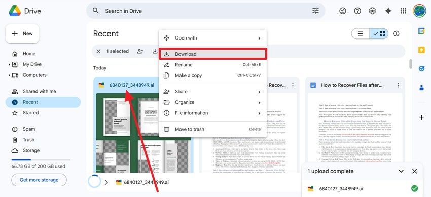 file retrieval from google drive