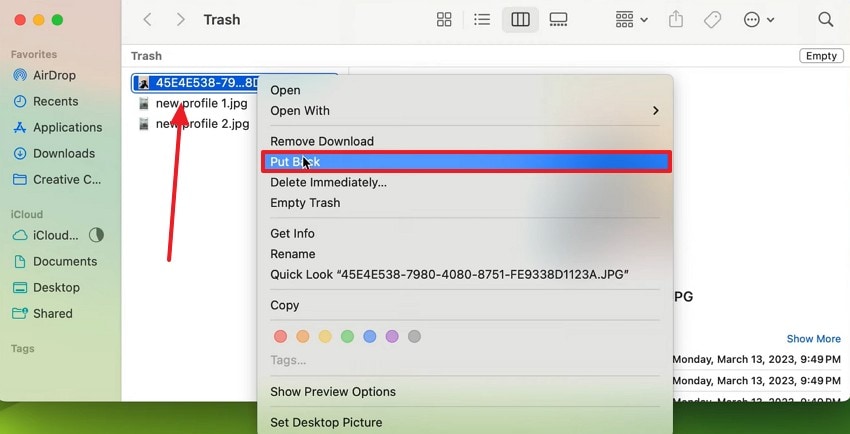 restore files from mac trash