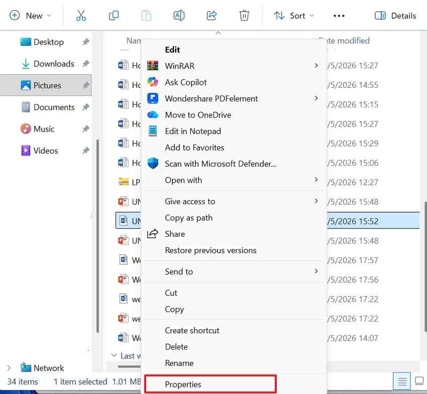 check folder previous versions
