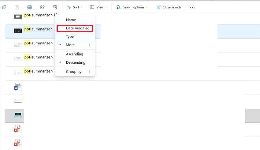 filter lost files by date