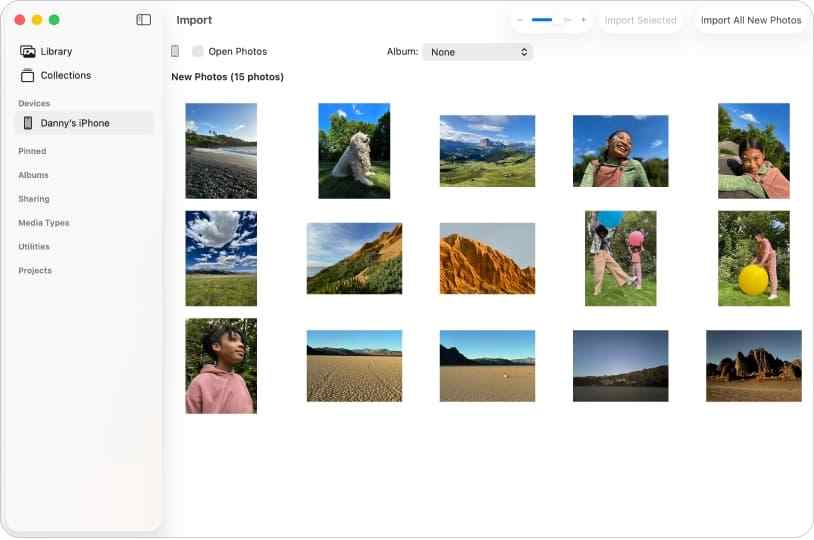 find mac photo imports