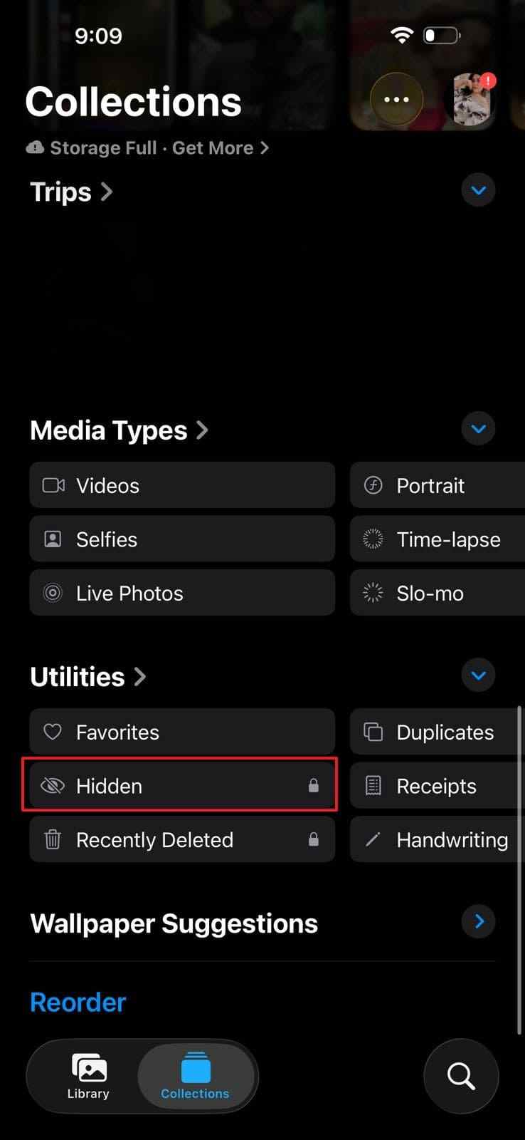 check hidden iphone album