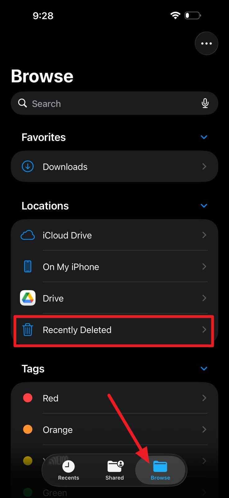 browse iphone files app
