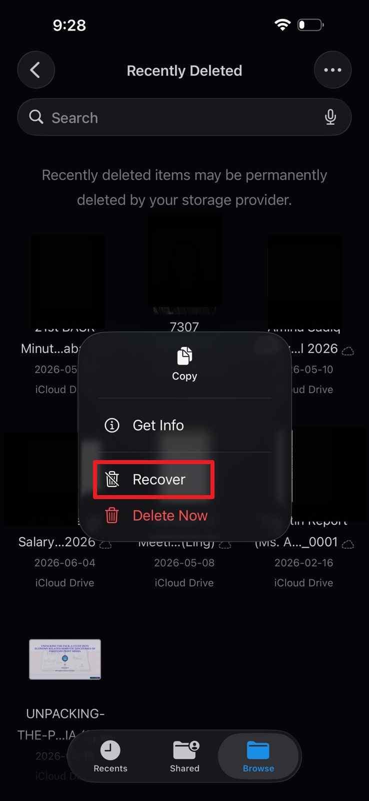 restore files deleted images