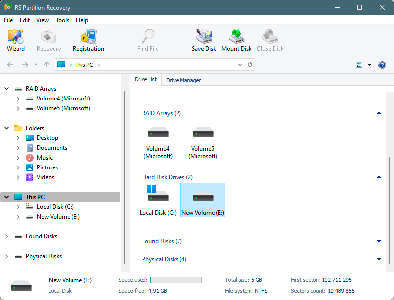 select disk to scan