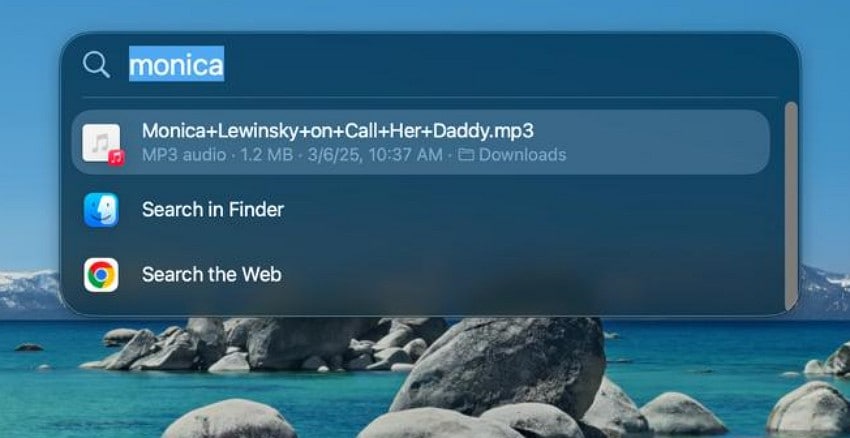 spotlight to search missing file