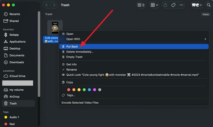 restore files from trash bin
