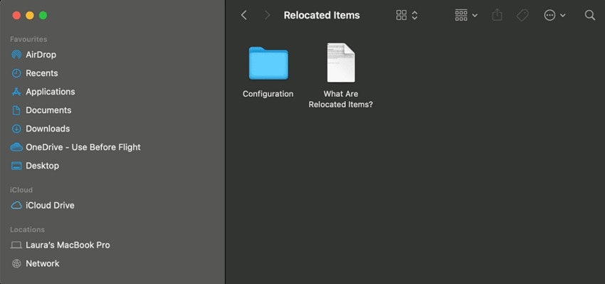 access relocated items folder mac
