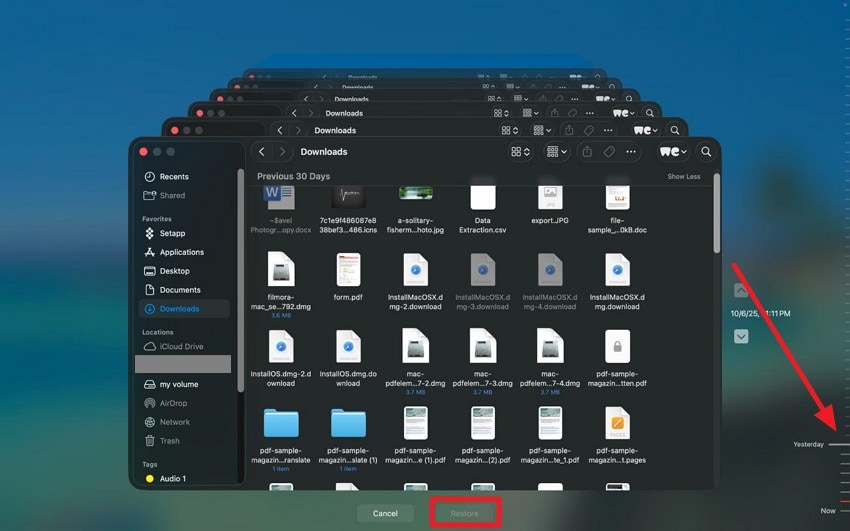 restore files from time machine