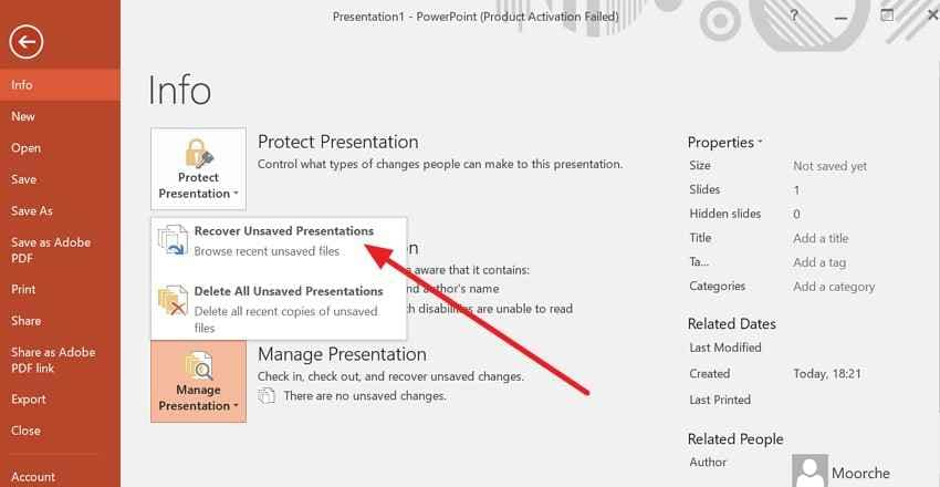 recover unsaved powerpoint presentation