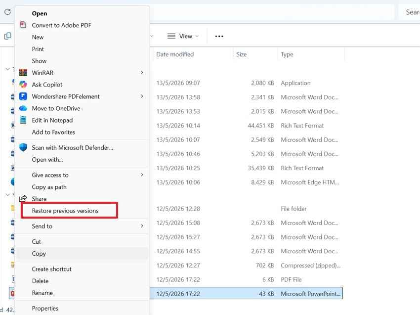 restore previous ppt versions