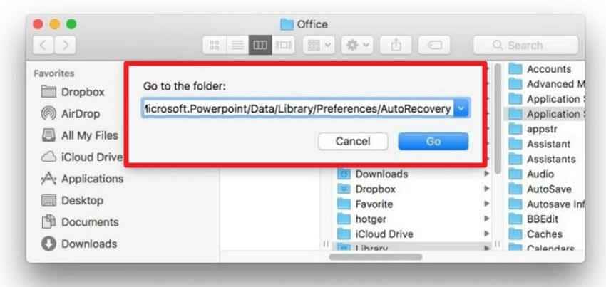 locate powerpoint autorecovery folder