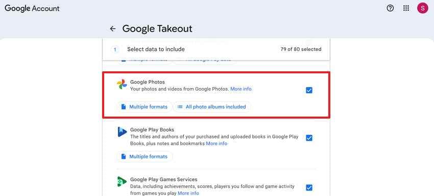 enter google takeout 