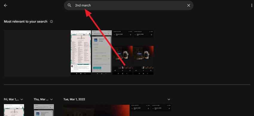 search by date for photos 