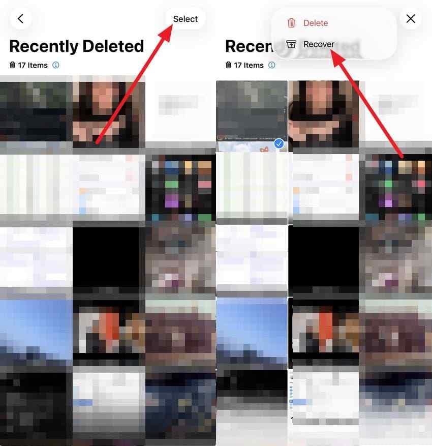 recover from recently deleted