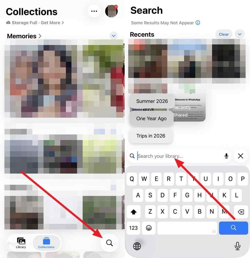 iphone photos search screen