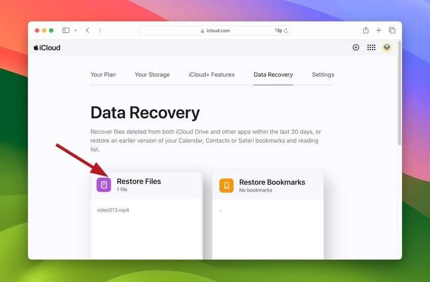 restore files from icloud