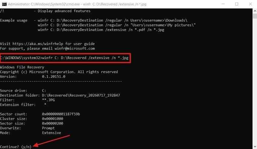 recover photos windows command