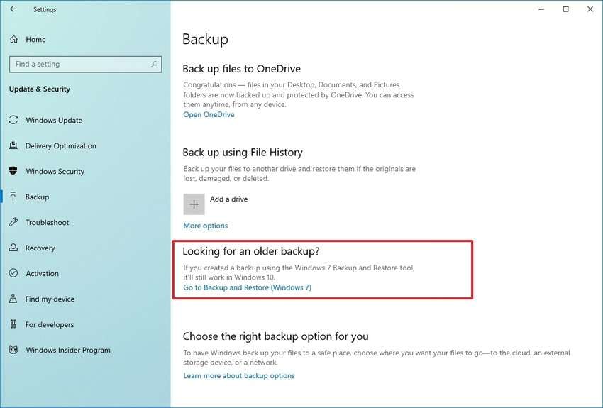 backup and restore (windows 7)