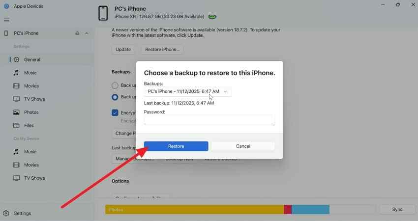 restore photos from apple devices