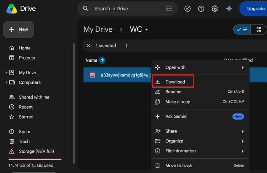 download photos from cloud backup