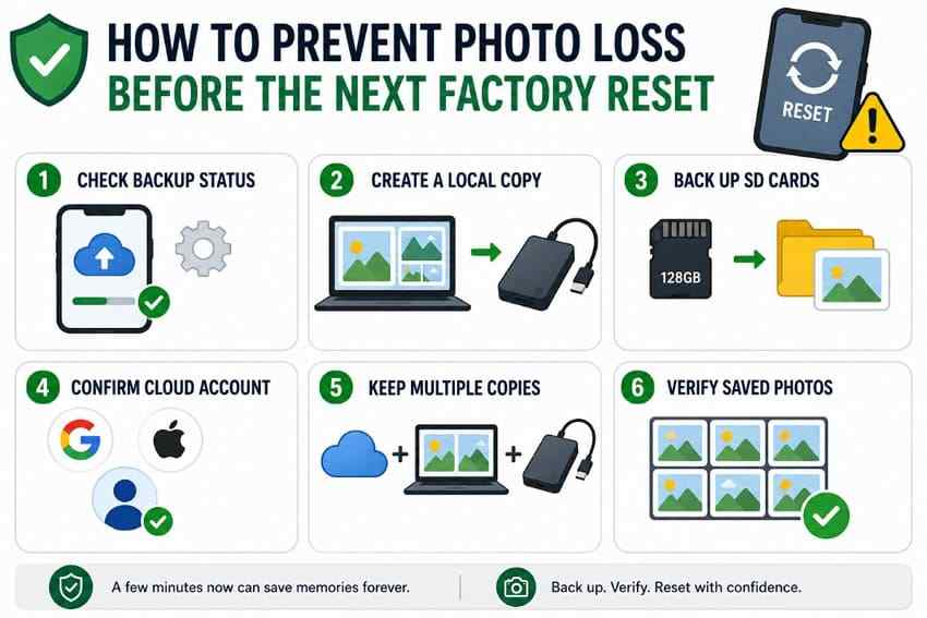 prevent photo loss before factory reset