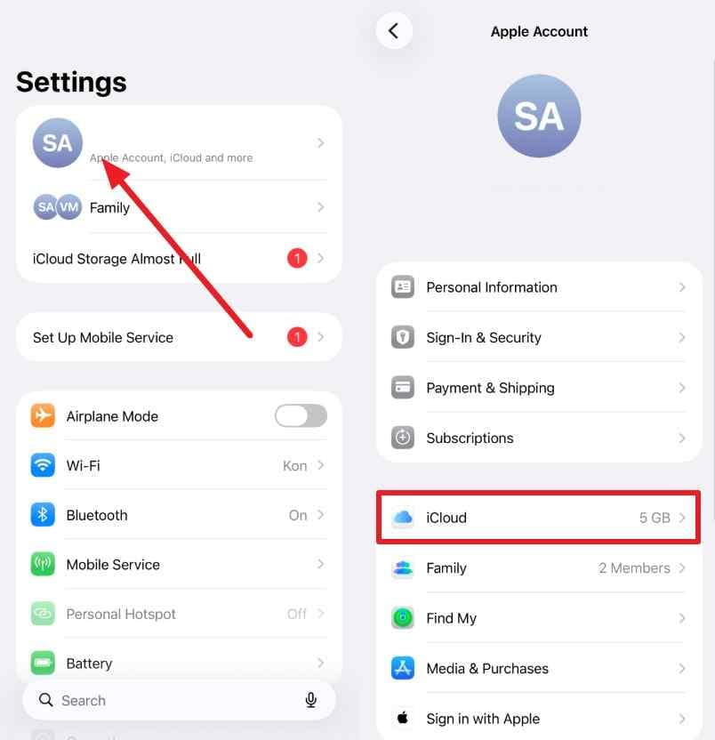 enable icloud photos sync